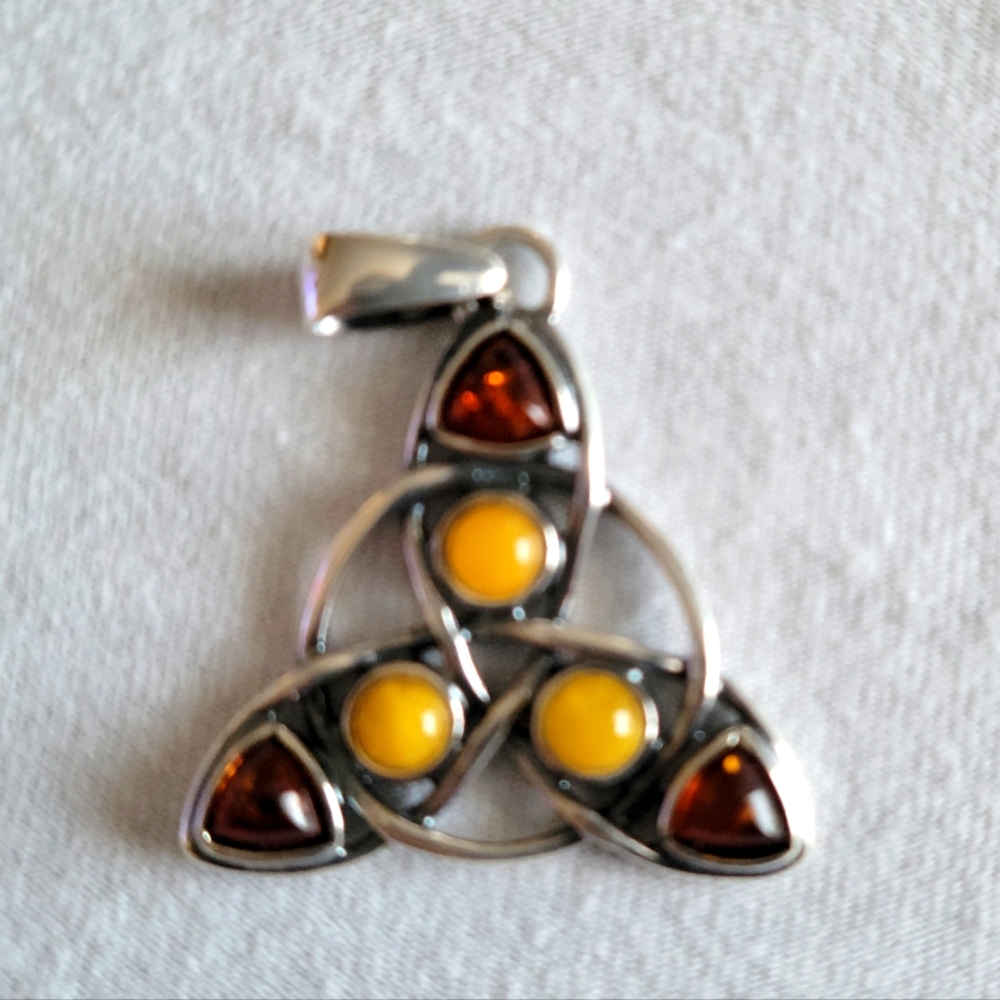 Sterling Silver and Amber Pendant